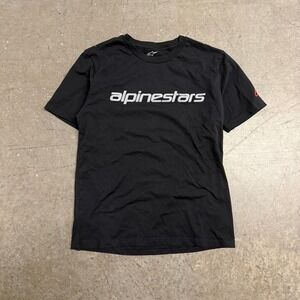 Alpinestars Mens Black Graphic Logo T-Shirt Short Sleeve Size M Black Silver Red